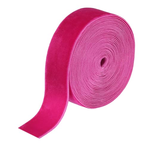 MECCANIXITY Ruban velours 1 po x 5 verges simple face, rouge rose