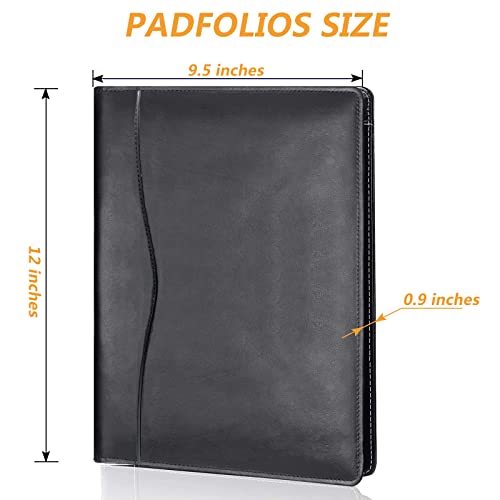 leather portfolio folder padfolio business padfolio organizer document planner portfolio binder storage pocket for legal pad holder paperwork phone men women black