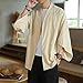 HZCX FASHION Men's Kimono Cardigan Lightweight Jackets Linen Haori Samurai Robe(Khaki,L)