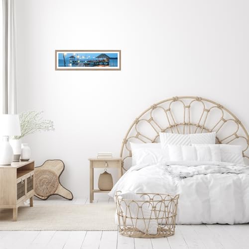 Image of JCJMY 8x24 Picture Frame with 6x22 Mat, Panoramic Picture Frame Display Photo 6x22 with Mat or 8 x 24 Without Mat, Wall Hanging Large 8 by 24 Poster Frame with Plexiglass, Rustic Brown