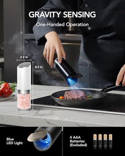 FORLIM Gravity Electric Salt & Pepper Grinder Set - Automatic & Adjustable