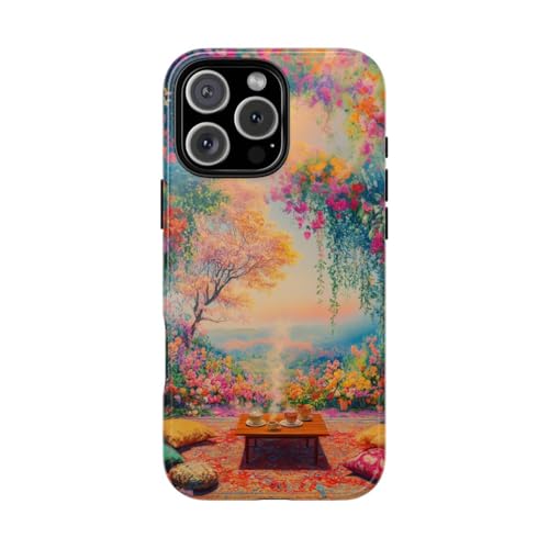 Coque iPhone 16 Pro Max fleurie et antichoc - Protection brillante multicolore