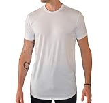 Have It Tall Men's Curved Hem Long Drop Tail T Shirt White Large Tall