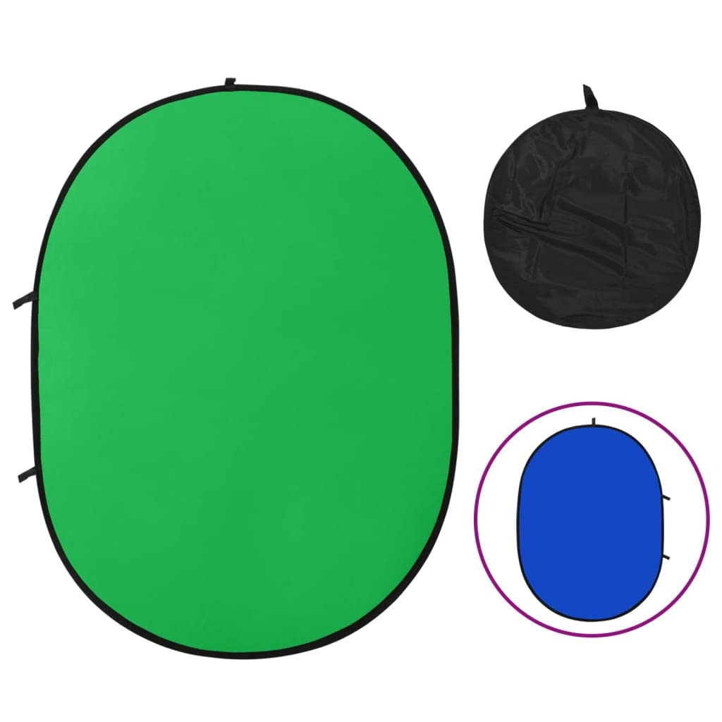 2 en 1 - Fondo para fotografía ovalado, color verde y azul, 200 x 150 cm, poliéster, plegable, con bolsa de transporte, para estudio al aire libre, retrato, producto, videografía, vlogging