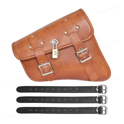 Sac à bagages latéral marron vintage moto idéal pour vos road trips et escapades