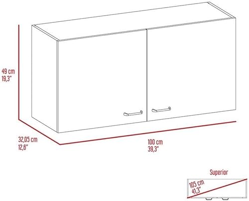 Miniatura 6 de BOWERY HILL Gabinete de pared de madera de ingeniería moderna en espresso/blanco