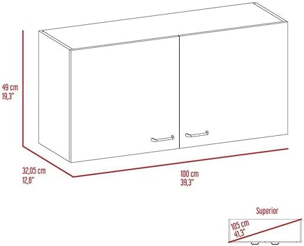 Tuhome Napoles 39 W Double Door Wall Cabinet with Spacious Interior, Two-Tone Finish, Ideal for Kitchen, Office, Bathroom, or Garage Storage