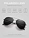 LUENX Aviator Sunglasses Mens Women Polarized Black Lens Black Metal Frame Dark 60mm with Case - UV400