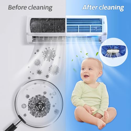 ZSPLIT-MAIR Mini-Split-Reinigungsbeutel, 16-teiliges Mini-Split-Reinigungsset, Reinigungshülle für Split-Klimaanlagen (dunkelblau, mittelgroß)
