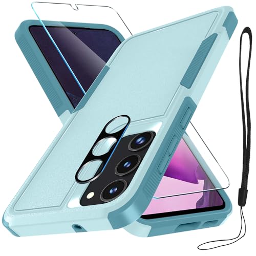 RMOCR for Samsung Galaxy S23+ Plus Case with Tempered Glass Screen Protector and Camera Lens Protector, Shockproof Protective Phone Cover for Galaxy S23 Plus 6.6inch,Mint Green