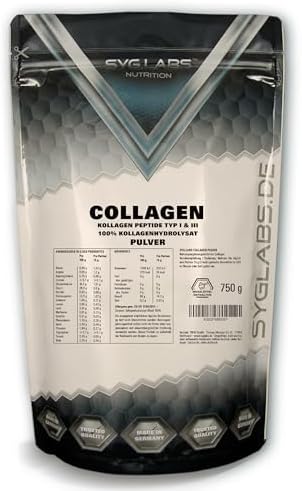 Collagen Pulver 750g - Kollagenhydrolysat - Kollagen Typ 1 & 3 | Kollagenpeptide - geschmacksneutral - ohne Zusatzstoffe - inklusive Messlöffel - laborgeprüft