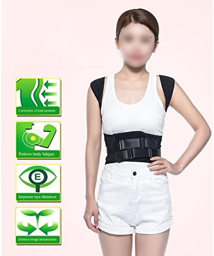 Correction Belt Shoulder Waist Corrector Adjustable Adult Nylon Black Correction Belt (D XXL code)