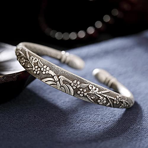Bijoux dames en argent pur s999 bague ouverte ajustable de haute joaillerie