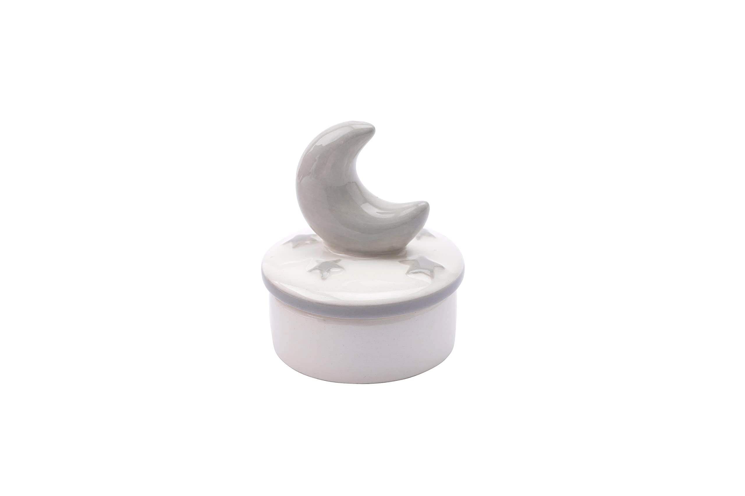 Cgb Giftware White, Grey Ceramic Moon And Stars Trinket Pot | Jewellery Storage Holder Organiser | White Grey | Gift For Her Home | Send With Love Gb06482