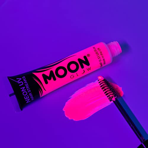 Moon Glow Neon UV-Haarfarbenstreifen, 5er-Set, Haar-Mascara, temporäre auswaschbare Haarfarbe, leuchtende Neonfarbe, leuchtet unter UV-Beleuchtung (Grün, 15 ml (5er-Pack))