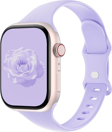 Sycamond Thin Silicone Band Compatible with Apple Watch 41mm 40mm 38mm 42mm, Slim Narrow Replacement...