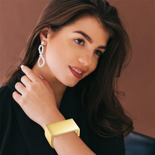 YBMYCM Wide Cuff Chunky Gold Bracelets for Women Open Cuff Bangles Bling Rhinestone Wrist Cuff Bracelets for Women as Gifts3