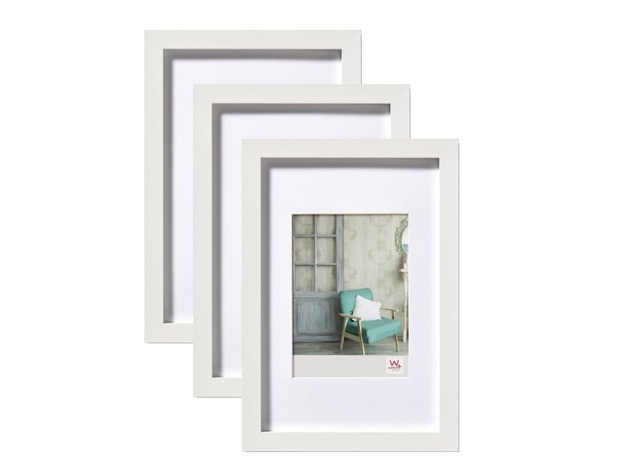 walther design Bilderrahmen weiss, 15x20 cm 3er Pack Stockholm Holzrahmen EA520W3