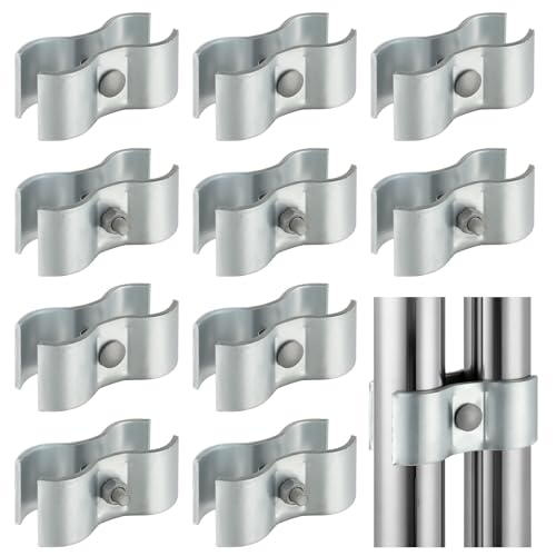 Alffun 10 Sets Chain Link Fence Panel Clamps 1-3/8 inch Galvanized Dog Kennel Clamps for OD Round Pipe Chain Link Fence Hardware