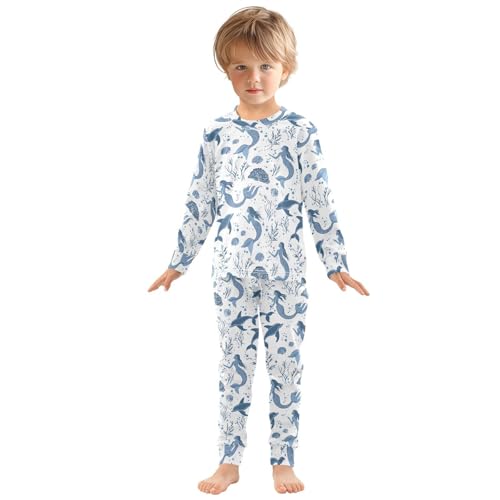 ALAZA Mermaid Dolphin Seashell 2 Piece Pajama Set Long Sleeve Top and Pants Sleepwear Unisex3