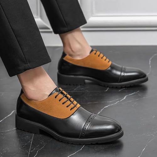 Oxford Shoes for Men Lace Up Round Toe Leather Cap Toe Shoes Oxford Dress Modern Wedding Office Work Tuxedo Shoes3