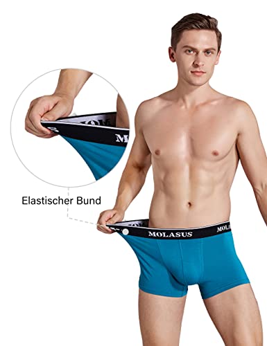 Molasus Mens Cotton Stretch Trunks Underwear No Fly Tagless Underpants Pack of 52