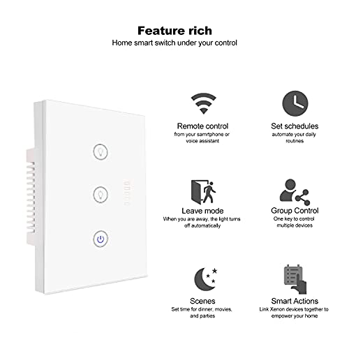 Smart Dimmer Switch White, 2.4Ghz Wi-Fi Touch Switches, Compatible With Alexa And Google Home, Remote Control Smart Life/Tuya App, Neutral Wire Required, No Hub Needed, 2 Packs #TOP5
