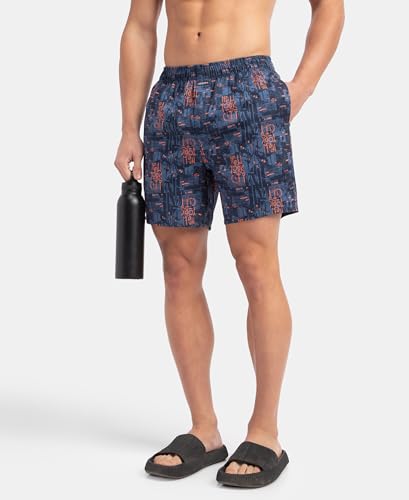 Image of Jockey NY07 Men's Super Combed Cotton Satin Weave Printed Boxer Shorts with Side Pocket