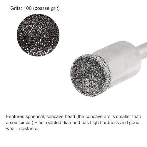 Pointe diamantée sphérique concave 15 mm pour la taille de haute précision