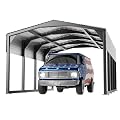 Metal Carport 12x20ft Heavy-Duty | Military-Grade Reinforced Garage Kits with Steel Roof Hurricane | 100lbs/Sq.Ft Snow/RV/Camper/Truck/Pickup Shelter