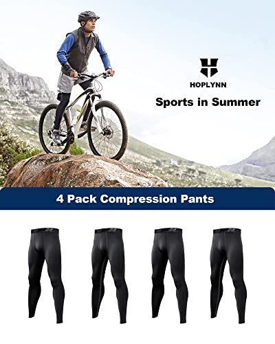Hoplynn 4 Pack Compression Pants Tights Leggings Men, Winter Baselayer For Running Workout Sports Yoga-4 Black-Xl #TOP4