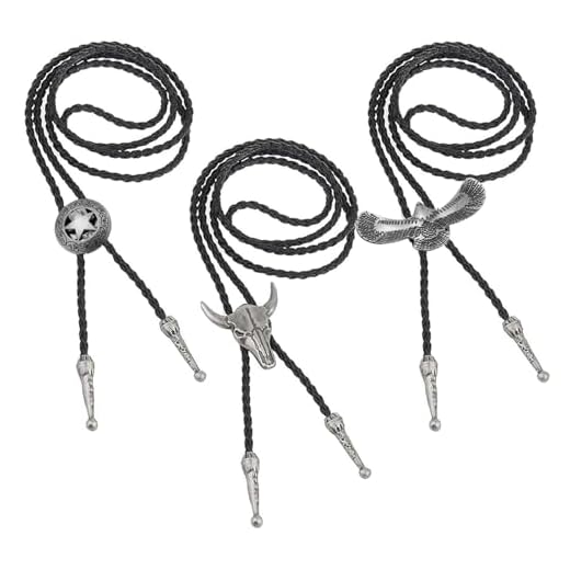 RYMAUP Pack de 3 Bolotie Cowboy, disfraz de vaquero para hombre, chaleco vaquero para hombre, camiseta vaquera para hombre, chaleco vaquero, colgante de piel para hombre y mujer, plata, L