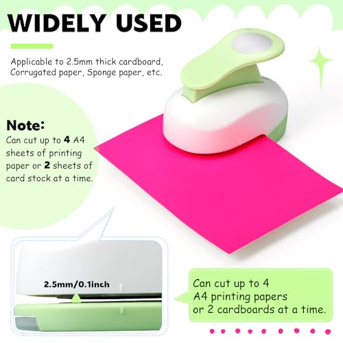 Image of CHENGU 6 Pcs Circle Punch Set 3in /2in /1.5in /1in /0.6in /0.3in Scrapbook Hole Punchers Crafting with 10 Sticker Paper Round Cutter Scrapbook for Office Supplies DIY Albums Photos(Green)