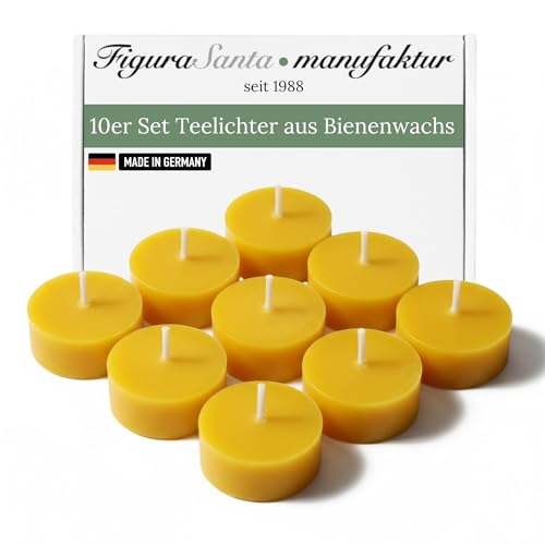 Figura Santa® Lot de 10 bougies chauffe-plat, en cire d'abeille, de qualité supérieure, avec un parfum agréable, pour Noël, longue durée de combustion, sans coque
