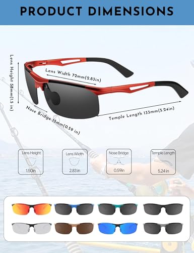 Image of BIRCEN Polarized Anti-Glare Sunglasses for Men: Lightweight Metal Wrap around Sun Glasses UV Protection for Driving Fishing