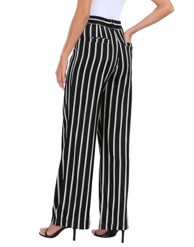 HDE Super High Waisted Wide Leg Pants Tailored Office Work Trousers with Pockets4