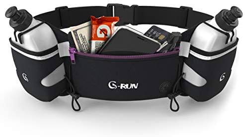 Hydration Running Belt with Bottles - Water Belts for Woman and Men - iPhone Belt for Any Phone Size - Fuel Marathon Waist Pouch for Runners - Jogging Cycling Biking