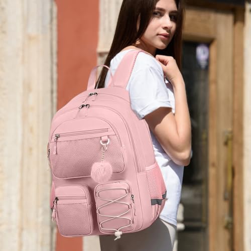 Image of Backpack Women,Stylish Ladies Backpack Water Resistant Daypack for College | 15.6 Inch Laptop Bag Travel Back Pack, Pink