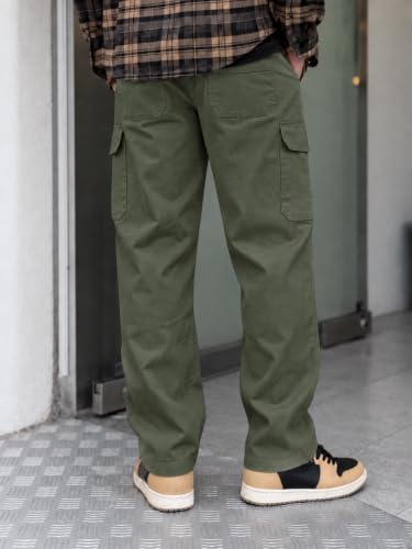 Image of Leriya Fashion Men's Loose Low-Rise Baggy Cargo Pants - Cotton Trousers with Adjustable Drawstring Waist - Casual Streetwear Utility Cargos | Men Relaxed Fit Pants Relaxed Fit Pant