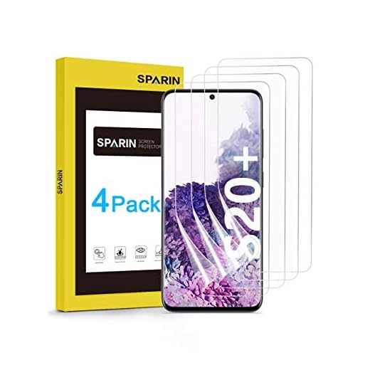 [4-Pack] Screen Protector for Galaxy S20 Plus, SPARIN Full Coverage Screen Protector for Samsung Galaxy S20 Plus/Galaxy S20+ 5G, High Response/Case Friendly/Soft TPU