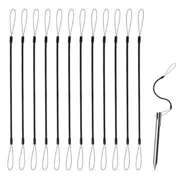 12pz Cordino Elastico per Penne Touch, 30cm Retrattile Cinturino a Molla Cordino per Penna Anti-Smarrimento Cordino per Penna Stilo Strumento Ideale per Legare la Penna al Touchscreen (Nero)
