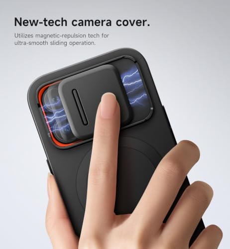 Image of SURITCH for iPhone 14 Pro Case with Magnetic Camera Slide Cover and Adjustable Kickstand, Compatible with MagSafe, Shockproof Bumper Case Slim Protective Cover for iPhone 14 Pro 6.1 Inch, Black