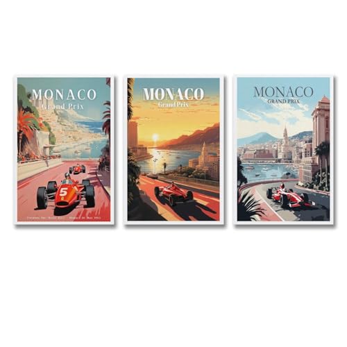 3 pósteres vintage de Fórmula 1 F1 F1, póster vintage de Fórmula 1, póster de Fórmula 1, póster vintage de Fórmula 1, póster de pared de lienzo, póster decorativo estético para habitación, pósteres