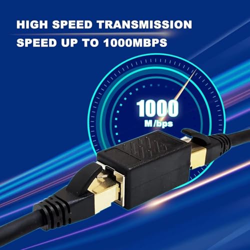 Image of 10pcs RJ45 Ethernet Coupler Cat7, Cat6 Cat5e 8P8C Inline lan Coupler Ethernet Extender Adapter Extension Jointer Extending the Ethernet Cables - Female to Female Connector (Pack of 10pcs)