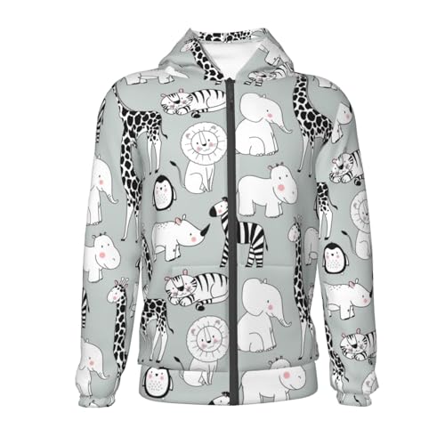 African Animals Kids Pullover Hoodies Boys Zip Up Sweatshirts Girls Athletic Clothes with Pocket2
