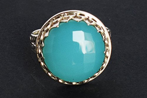 Bague calcedoine ajustable pour grands doigts en argent massif 925