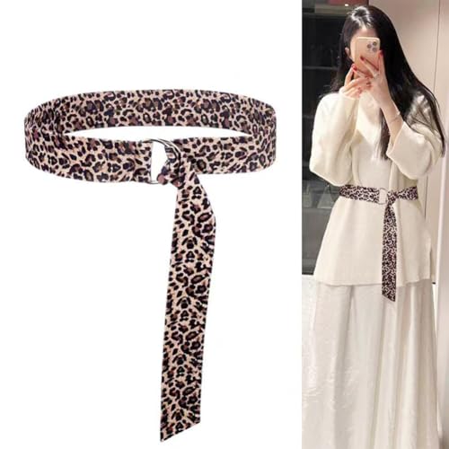 Fashion Retro Women's Long Leopard Double D Ring Belt Scarf Sash Waist Belt Waistband Cinch For Formal Special Occasion Dresses Jeans Coat2