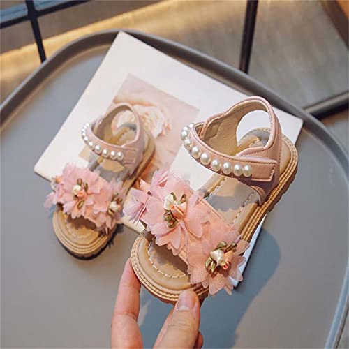 Toddler Girl Shoes Breathable Shoes Girl Flower Decorative Sandals Soft Soled Sandals Princess (Pink, 12.5 Little Child)2