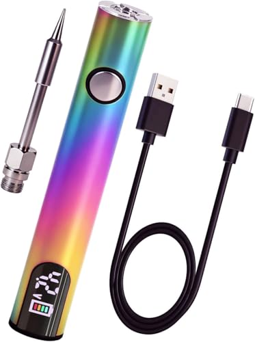 Premium Universal Portable Soldering Iron with LED Display, Rechargeable Cordless Soldering Iron with Built-in Battery, Ideal for Appliance Repair, DIY (Rainbow)