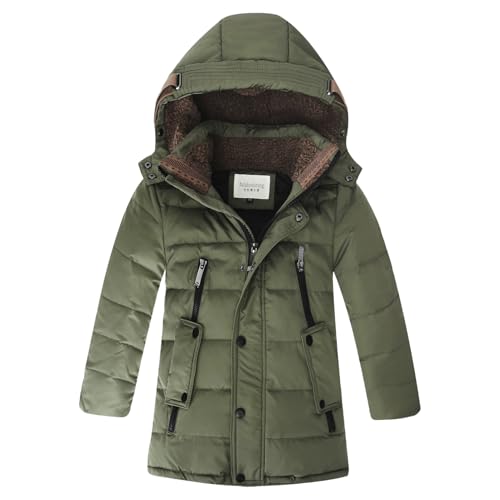 Boys' Winter Down Coat Hooded Jacket Heavyweight Puffer Windbreaker Outerwear for 5-12 Years